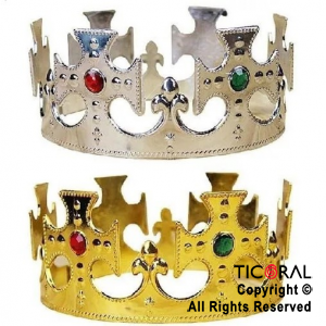 CORONA PLASTICA REY ORO Y PLATA x 12